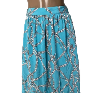 NEW ZADIG & VOLTAIRE Womens Skirt Aqua Blue Size 38/6 Joslin Chaines Midi Silk